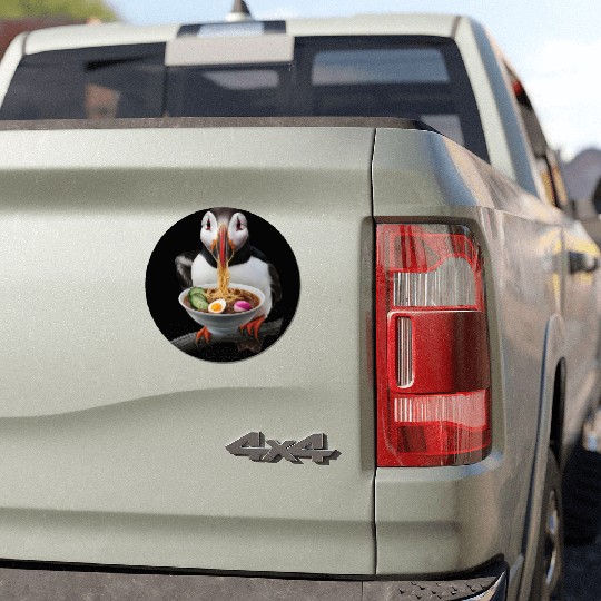 Atlantic Puffin Eating Ramen Realistic Car Magnets