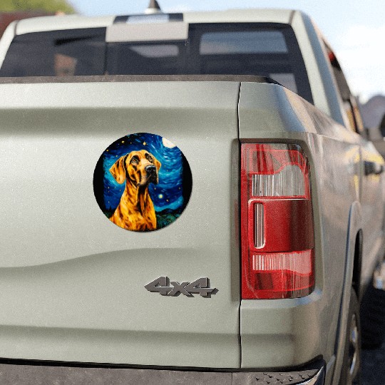 Great Dane Dog Starry Night Painting Car Magnets