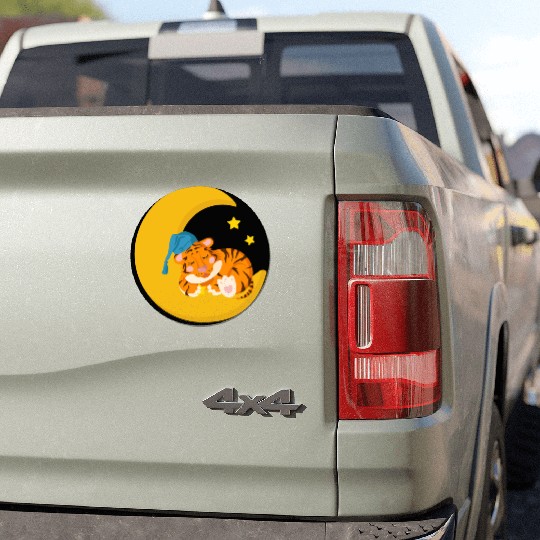 CAT SLEEPING ON MOON Car Magnets