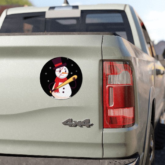 Baseball Snowman Balls Snow Christmas Xmas Sports Car Magnets