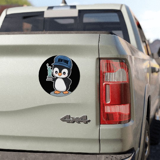 New York Penguin Holding Statue Of Liberty Car Magnets