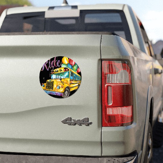 "Back-to-School Ride: Colorful School Bus" Car Magnets