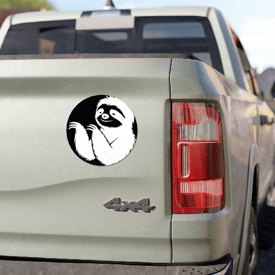 Cool sloth silhouette portrait face head Car Magnets