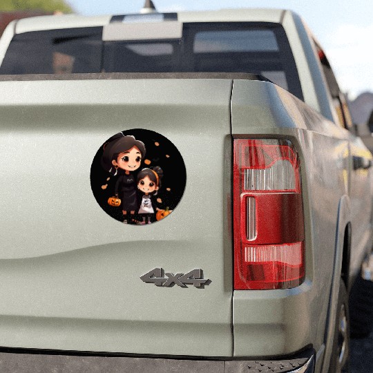Mother and Daughter Halloween Trick-or-Treat Fun Car Magnets