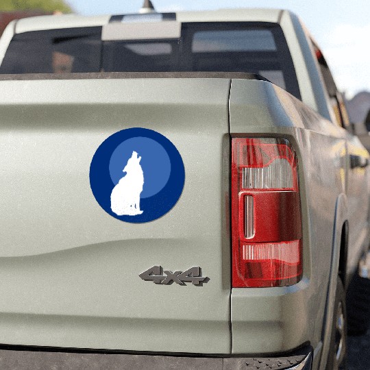 Wolf Moon Nature Vector Car Magnets