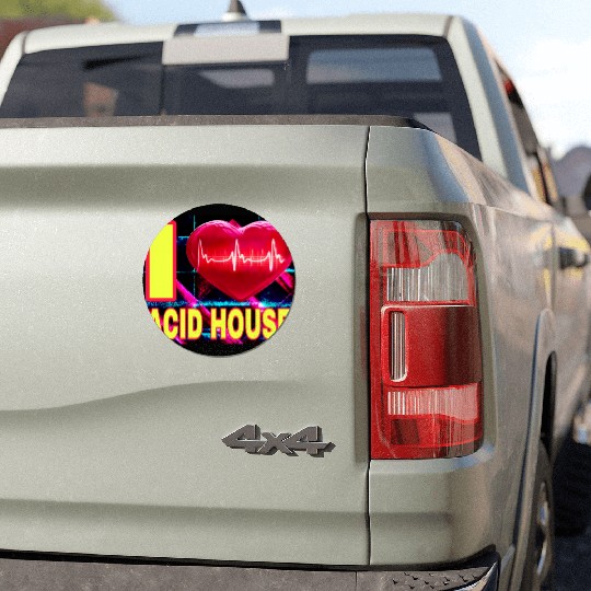 I LOVE ACID HOUSE YELLOW FONTS Car Magnets