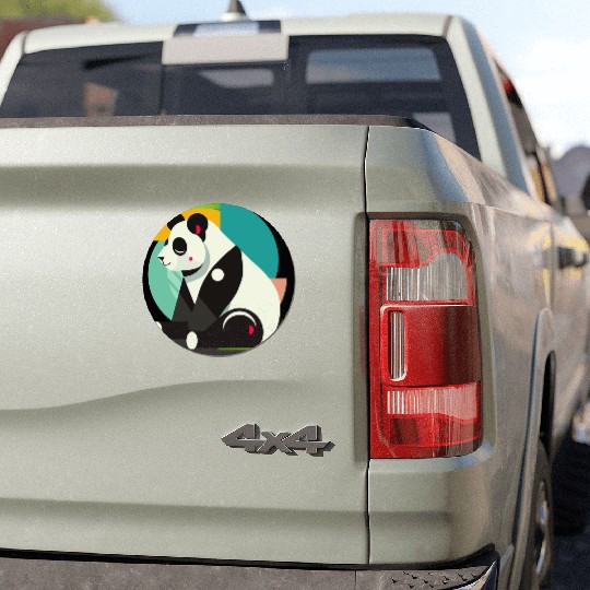 Geometric Panda - Minimalist and Cute Car Magnets