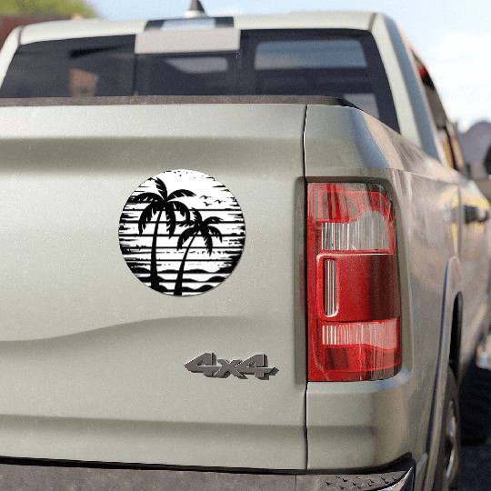 Vintage Palm Tree Beach Sunset Tropical Retro Car Magnets