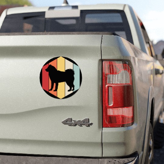 Dog Owner Retro Siberian Husky Dog Silhouette Car Magnets