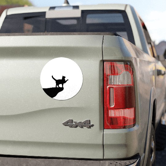 Cat Moon Cliff At Night Werewolf Round Howling Fun Car Magnets