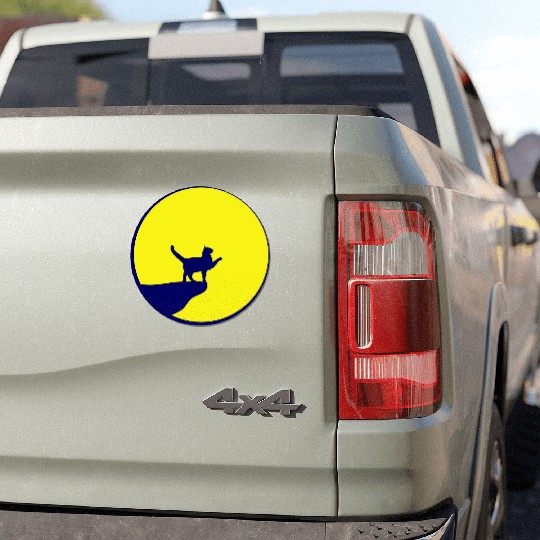 Cat Moon Cliff At Night Werewolf Round Howling Fun Car Magnets