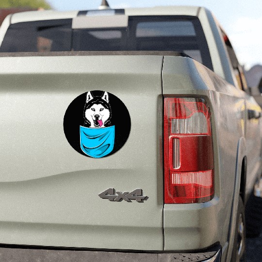 Cute Siberian Husky Dog Lover Husky In A Pocket Car Magnets
