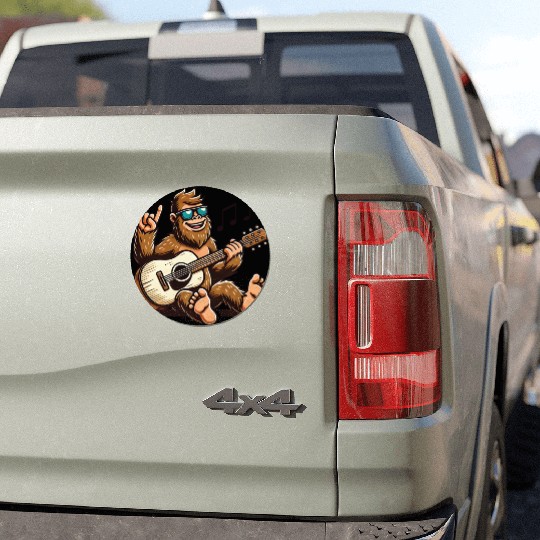 Funny Bigfoot Sasquatch Singing Guitar Playing Car Magnets