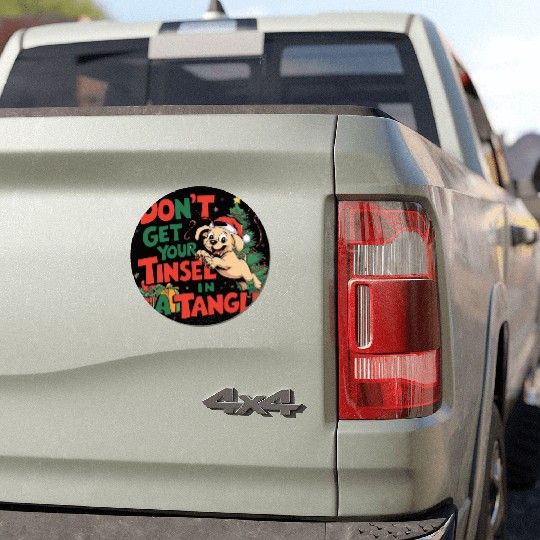 Puppy Tinsel in a Tangle Car Magnets