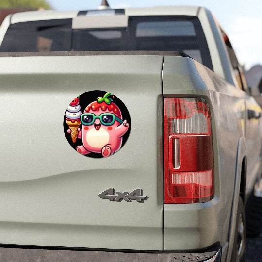 Ice Cream Strawberry Chill Car Magnets