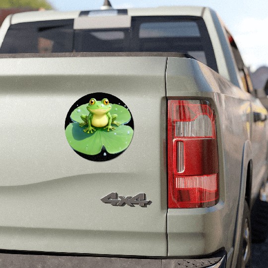 Cheerful Frog on Lily Pad Car Magnets