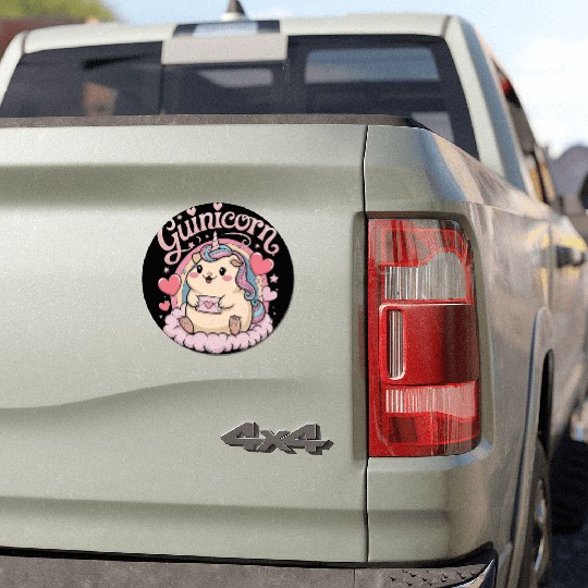 Adorable Guinea Pig Unicorn Fantasy Art with Heart Car Magnets