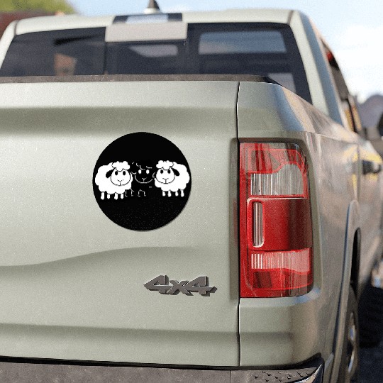Black Sheep 3 Small Friends Team Crew Sheep Cute Car Magnets