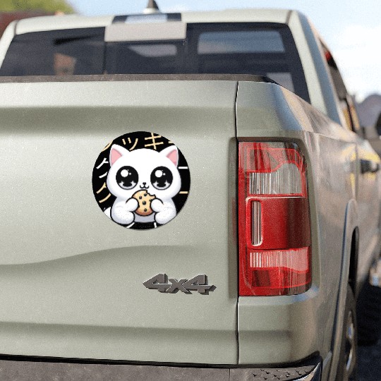 Cute Cat Japanese Kawaii Anime Cat with Cookie Car Magnets