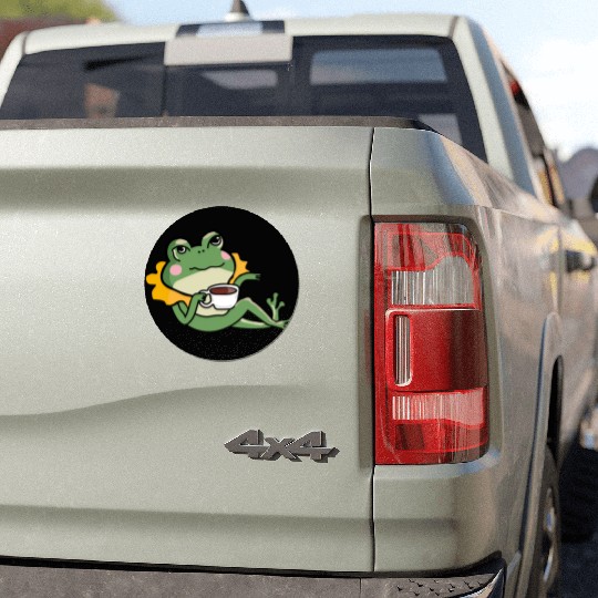 Relaxing Green Frog coffee Lover Car Magnets - Unique