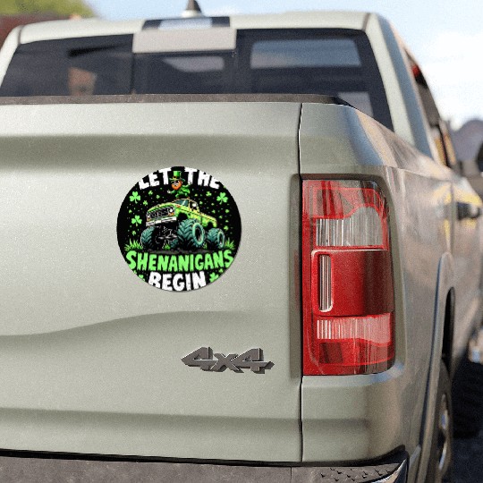 St Patricks Day Monster Truck Shenanigans Car Magnets