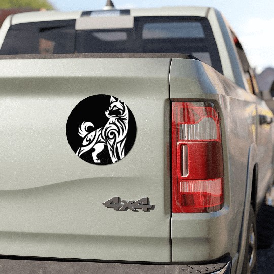 Shaded Tribal Line Art Husky Dog Design Car Magnets