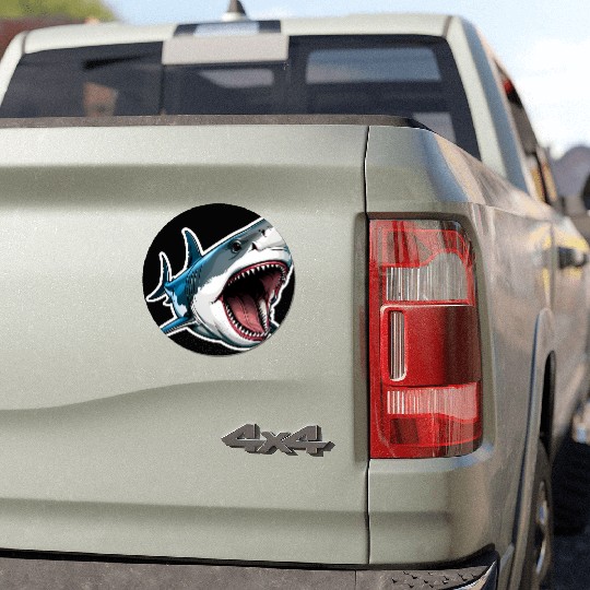 Big White Shark Attack Car Magnets