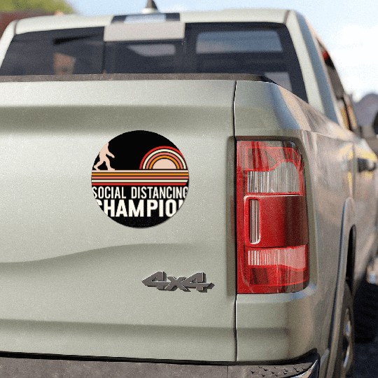 Social Distancing Champion Retro Style Bigfoot Car Magnets