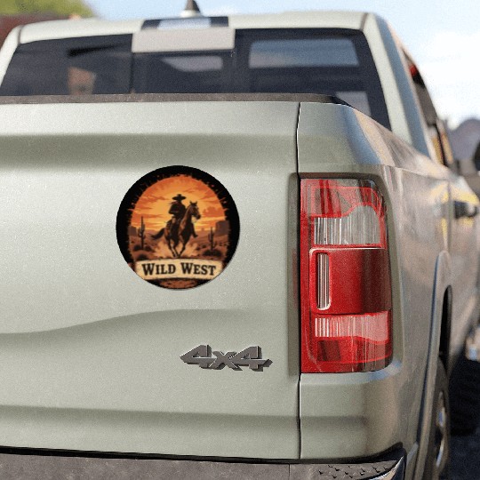 Riding the Wild West Cowboy Silhouette at Sunse Car Magnets