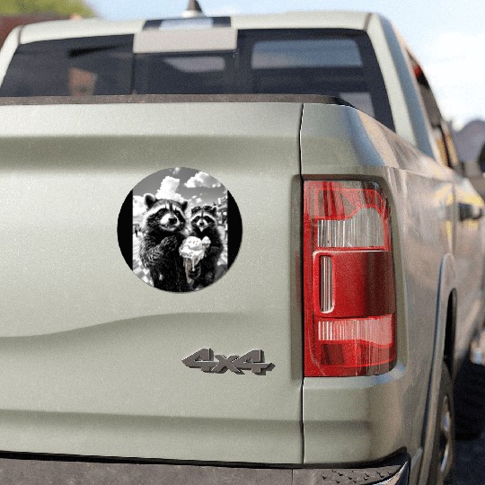 Feral Racoon Ice Cream Raccoon Selfie Car Magnets