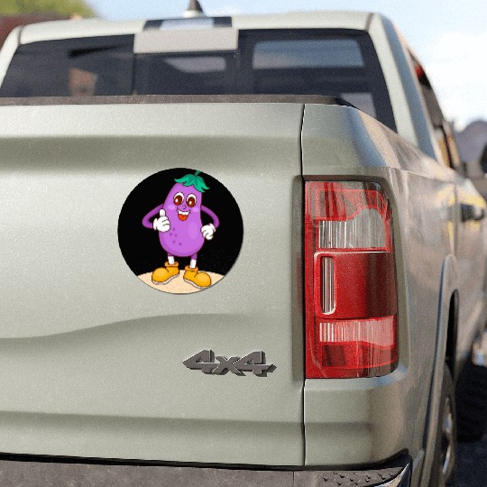 Animated Eggplant Character Design Car Magnets