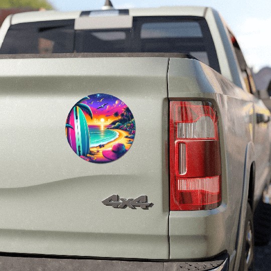 Tropical Sunset Surf Vibes Car Magnets