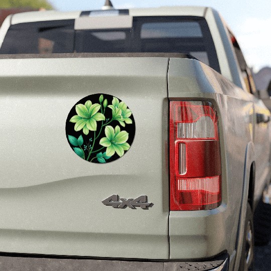 Green Lilies Floral Design Car Magnets