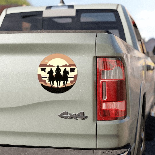Western Cowboys Riding Car Magnets