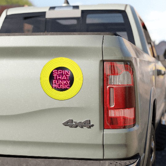 Spin Funky Music Neon Vinyl 70s Retro Car Magnets