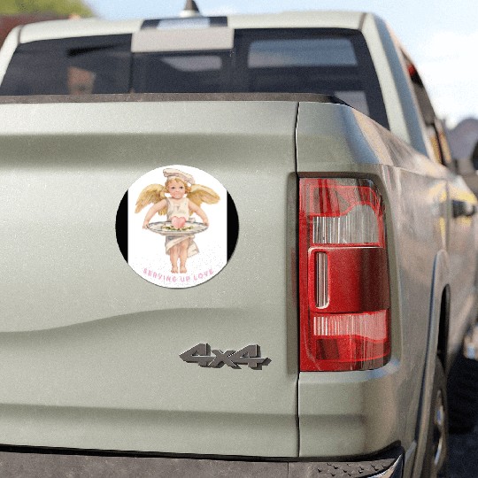 Chef Cook Valentine SERVING UP LOVE Cupid Angel Car Magnets