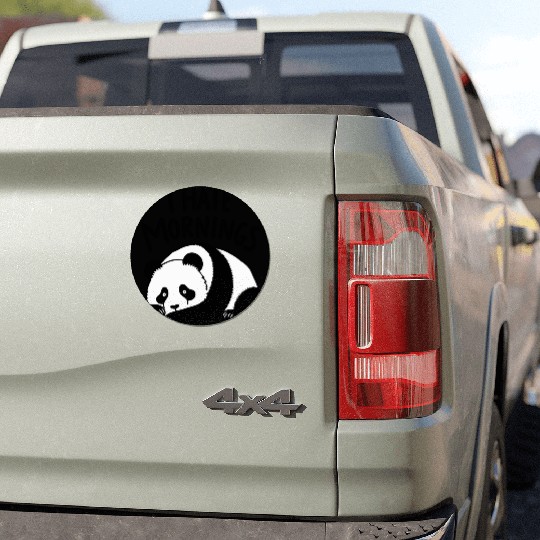 Panda I Hate Mornings Saying Car Magnets