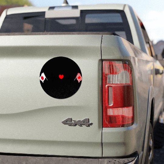 Heartbeat with Japan & Rising Sun Car Magnets