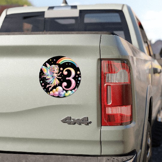 Magical Rainbow Fairy Elf 3nd Birthday Girl Car Magnets