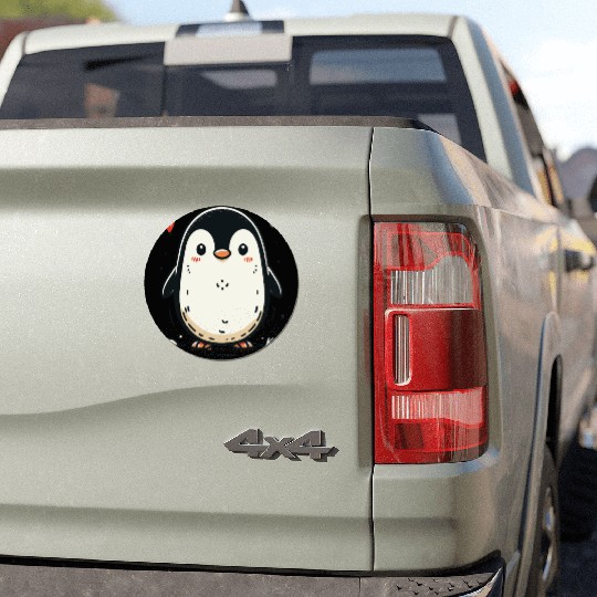 Cute Cartoon Penguin with Blush and Heart Car Magnets