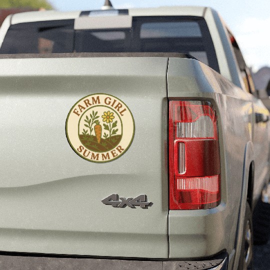 Farm Girl Summer Circle Car Magnets