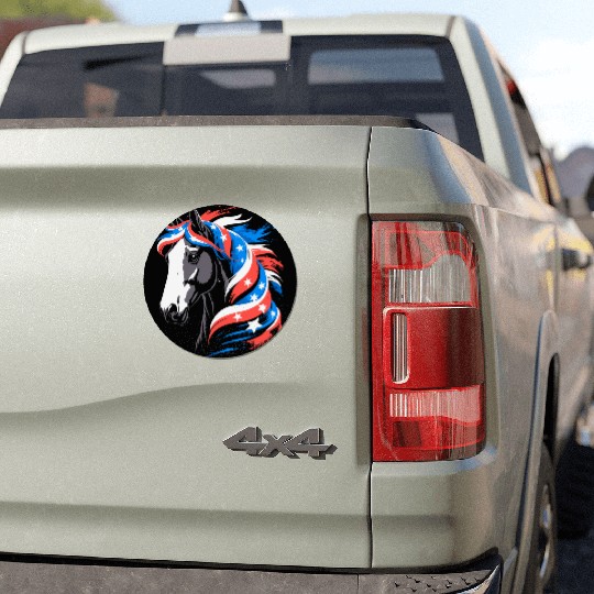 Patriotic Pony with Stars and Stripes Mane Car Magnets