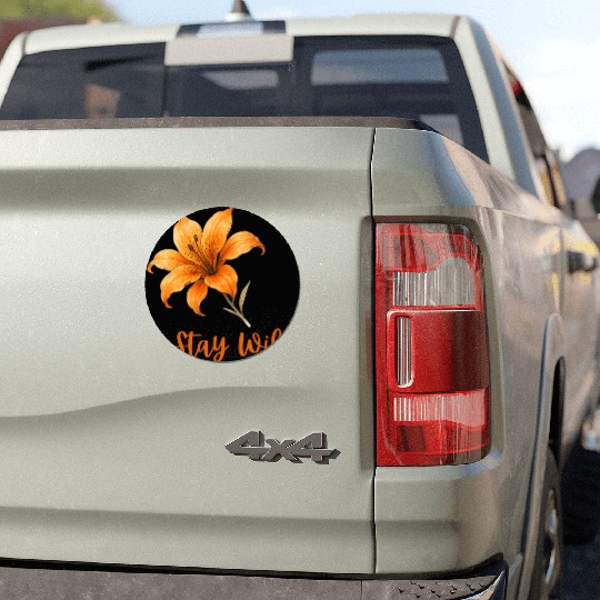 Vivid Orange Lily with Stay Wild Message Car Magnets