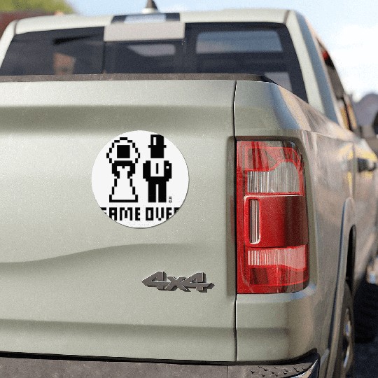 Game Over (Wedding Stag Party Night, Pixel, NEG W) Car Magnets