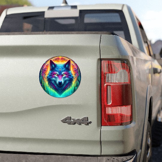 Mystic Luminescent Wolf Artwork Car Magnets