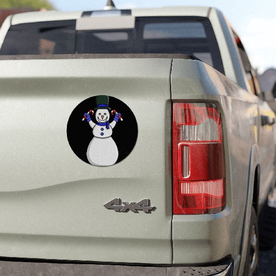 Festive Snowman with Candy Cane and Gloves Car Magnets