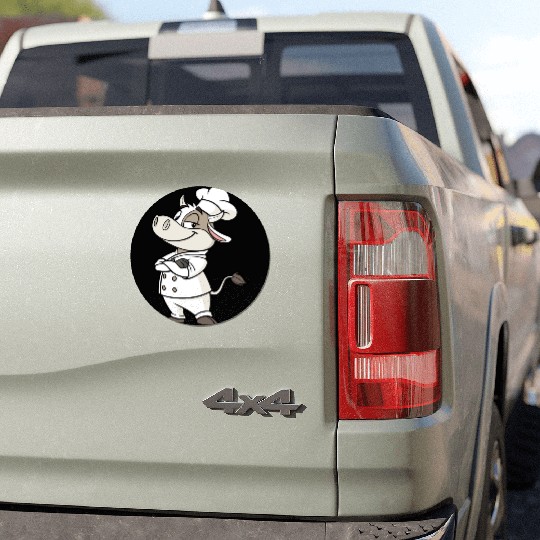 Charming Cow Chef Cartoon Illustration Car Magnets