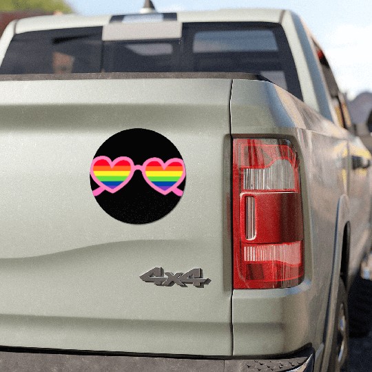 Rainbow Heart Sunglasses LGBTQ Car Magnets