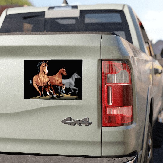Dynamic Running Horses Illustration Car Magnets