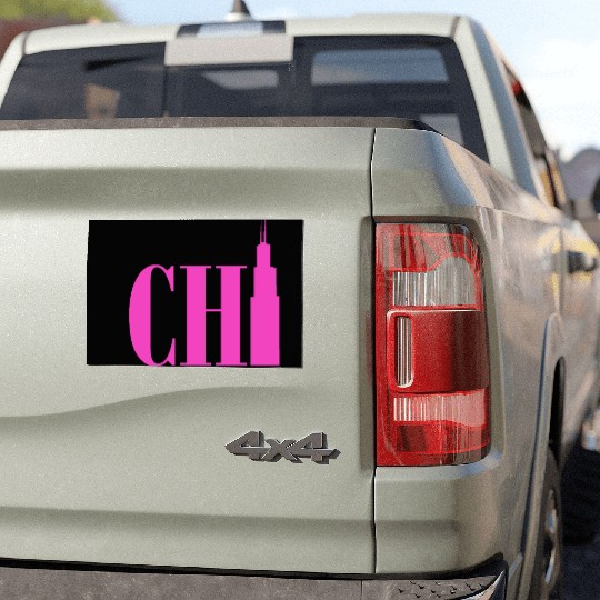 Chicago - Neon Pink Car Magnets
